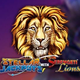 Jackpots logo of Stellar Jackpots with Serengeti Lions from Lightning Box Game at BigLucky Casino